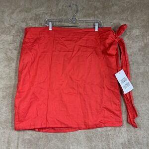 NEW Never Fully Dress Sz 20 Jaspre Wrap Skirt‎ Orange Linen Cotton NWT